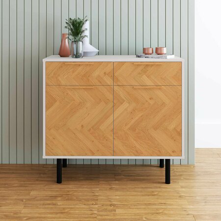 MANHATTAN COMFORT Liam Sideboard in White and Wood SB-311AMC246